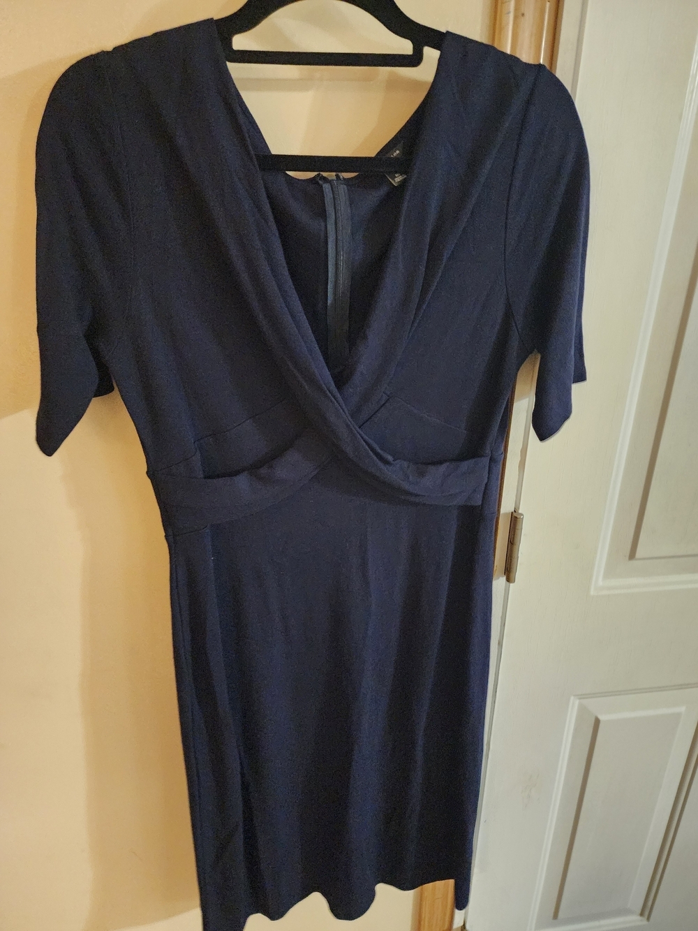 LOFT Navy Wrap-Front Midi Dress Sz 10
